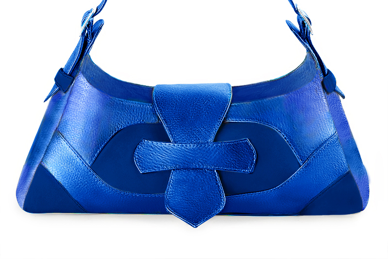 Dress handbag in electric blue leather - Profile view